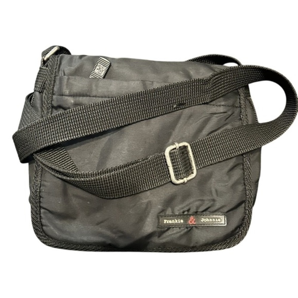 Frankie & Johnnie Black Nylon Crossbody Messenger Bag Adjustable Strap Organizer